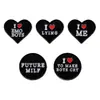 Comercio exterior nuevo clásico negro redondo forma de corazón letra aleación broche corsage inglés inspirador barra de liberación botón de alfiler