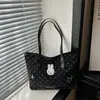 Bolsa tote de nicho para o dia a dia, estilosa e fofa para o trabalho, bolsa de mão de bolinhas de grande capacidade para mulheres, bolsa de ombro casual estilo coreano para mulheres