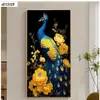 Pintura Decorativa Moderna de Lujo Ligero de Pavo Real Rica y Auspiciosa para Recibidor Directamente Frente a la Puerta Pintura de Pared Sencilla y Grandiosa de Fénix para Pasillo
