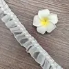 Popular Gasa de Doble Capa con Encaje Fruncido DIY Vestido de Boda Hanfu Textiles del Hogar Accesorios de Encaje Cinta de Perlas
