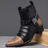 Zapatos de Caña Alta para Hombre Zapatos Casuales Británicos de Cuero Estilo Coreano Zapatos Blancos para Hombre Botas Martin Botines de Caña Media Alta Tendencia 660508