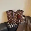 Bolso tote de lunares para mujer, nuevo bolso de hombro de lona estilo retro coreano 2026, gran capacidad, versátil y simple para ir al trabajo