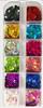 Lentejuelas láser para decoración de uñas transfronterizas, 12 colores finos, lentejuelas láser en forma de corazón, estrella de cinco puntas, caja larga