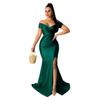 Vestido sexy de discoteca para mujer, estilo europeo y americano, con escote en V, color liso, largo con abertura grande, de manga corta para primavera y verano.