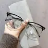 Óculos de Grau de Meia-Armação da Marca da Moda para Homens, Adequados para Lentes de Grau, Armação Quadrada para Rostos Grandes