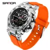 Reloj Digital Popular Sanda Versión Coreana Multifunción Doble Pantalla Luminoso Impermeable para Deportes de Montañismo al Aire Libre Reloj para Hombre