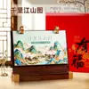 Calendario de Escritorio 2027 Año del Cordero Estilo Nuevo Marco de Madera Ilustración Exquisita Estilo Antiguo Personalización Cuadrícula Grande Registro Adorno de Escritorio