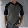 Camisa de Manga Corta Raglán para Hombre, Nueva de Verano, Textura de Pana, Tejido Microelástico, Cómoda, Transpirable, Absorbente del Sudor y Casual