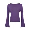 Blusa de Tricô Simples Relaxada de Um Ombro Moda Estilo Coreano Feminino Curta Slim Fit Micro Flare Manga Longa Versátil Suéter Top