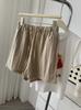 Shorts Casuales Suaves Lyocell Lino Amigables con la Piel para Mujer Verano Nuevo Cintura Alta Cintura Elástica Bolsillo Pierna Ancha Shorts Coreanos