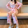 Pijama para Mujer Primavera y Otoño Manga Larga Verano para Mujer 2025 Nuevo Estilo Delgado Reductor de Edad Ropa de Casa traje Otoño