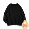 Moletom masculino de gola redonda, forrado com fleece, espessado para outono e inverno, cor sólida, base, casual, versátil, simples, manga longa, plus size, atacado