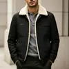 Invierno 2025 Transfronterizo Amazon Cuello de Piel Sintética 3D Moda Chaqueta de Algodón para Hombre Color Sólido Engrosada Cálida