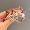 El anillo para el cabello para niños con diseño de gatito a cuadros no daña la banda para el cabello de la niña, linda cuerda para el cabello para bebé con dibujos animados