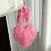 Nuevo estilo imitación lana tostada bolsa de amor bolsa de cadena portátil bandolera para mujer dulce fresca chica popular princesa bolsa de axila Bolsa de felpa