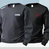 Moletom masculino casual, novo modelo de outono, preto, branco, cinza, corte solto, gola redonda, pulôver, manga longa, top esportivo, jaqueta versátil