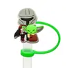 Ventas Directas de Fábrica Serie Yoda Tapas de Paja Reutilizables Goma Suave DIY Tapa Antipolvo para Bebidas Accesorios de Cubierta para Popotes