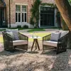 Sofá de patio exterior, impermeable y a prueba de sol, juego de sofá y mesa de centro de ratán para terraza de villa, sillón de sofá para solárium