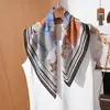 Pañuelo Cuadrado de Doble Cara Bicolor con Patrón de Espiga 65 para Mujer, Estilo Retro Francés Sencillo, Accesorio Elegante, Pequeño Pañuelo de Cuello de Moda