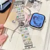 Pulseira de Silicone com Pedras Douradas, Diamantes e Pérolas Aplicável ao Apple Watch S12 S11 Huawei Fit5 GT7 Xiaomi Wristband
