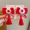 Grampo de Cabelo Vermelho de Ano Novo para Meninas, Presilha de Cabelo Infantil Fofa Estilo Antigo, Acessório de Cabeça Festivo de Ano Novo, Grampo de Cabelo com Atmosfera Alegre, Acessório de Cabelo