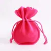 Bolsas de terciopelo con cordón en stock para joyería y empaquetado de regalos, bolsas pequeñas de tela para bolas de salud, venta al por mayor, se pueden imprimir con logo, bolsas con forma de calabaza