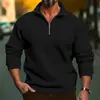 Sudadera Informal de Color Sólido con Mangas Largas y Media Cremallera con Cuello Alto para Hombre, Popular Otoño e Invierno 2025, Estilo Europeo y Americano, de Temu