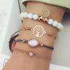 Joyería Transfronteriza Europea y Americana Pieza de Diamante Árbol de la Vida Personalizado Pulsera Geométrica Simple Hecha a Mano con Cuentas Juego de Cuatro Piezas