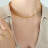 Colar Europeu e Americano Estilo Abstrato Curva Corpo Geométrico Camadas para Mulheres, Corrente Clavicular que Não Desbota, Tendência Ins
