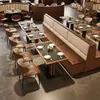 Mesas e cadeiras retrô para cafeterias, restaurantes ocidentais, mesas quadradas para lojas de sobremesas e milkshakes, padarias, bares e pubs, mesas e cadeiras de jantar comerciais em madeira maciça