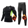 Ropa térmica con forro polar, capa base de fitness para hombre, traje deportivo, ajustado, ropa para correr en invierno, alta elasticidad, secado rápido, engrosado