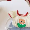 Moda Infantil Verão 2026 Nova Camiseta Estampada Floral Fofa de Manga Curta para Meninas e Crianças Pequenas Tops da Moda