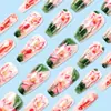 Set de 24 Piezas de Uñas Populares Duraderas Portátiles, Arte de Uñas de Loto a la Moda, Frescas y Elegantes Pegatinas de Uñas de Carpa