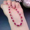 Pulsera de Rubí Recién Cortado, Limpia y Brillante como el Cristal, Piedra Principal 4*5mm, Plata S925 Incrustada con Precisión