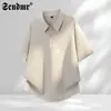 Camiseta de Manga Corta con Cuello de Solapa Sin Costuras de Seda Helada, Estilo Nuevo de Verano, Top Casual Versátil de Tacto Fresco, Camiseta Polo de Secado Rápido para Hombre