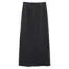 Falda Recta de Cachemir Clásica Simple Versátil para Mujer Otoño e Invierno Abertura Forrada de Polar Caída de Longitud Media Negra Gris