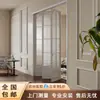 Puerta Corredera Plegable Negra Estilo Francés Retro de Marco Ultraestrecho Puerta de División para Cocina Balcón Dormitorio Puerta Corredera con Riel de Aluminio en Techo