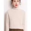 Suéter Feminino Grosso Solto de Cashmere com Gola Alta Meia-Calça Outono e Inverno Camada Base Malha de Lã para Mulheres