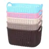 Em estoque cesta de armazenamento trançada de rattan sintético para desktop de plástico sem tampa doméstica dormitório multifuncional cesta de armazenamento para lanches cosméticos