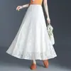 Verano Nuevo 2026 Falda de Encaje de Cintura Alta, Elegante y Adelgazante Falda Línea A, Cintura Elástica, Dobladillo Amplio, Falda de Longitud Media, Moderna