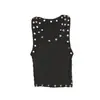 Regata sem mangas estilo Ins High Street Europeu e Americano, Personalidade, com Strass, Corte Justo, Versátil, Regata Sexy Hot Girl Venda por Atacado