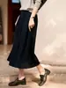Elegante falda de lana de seis paneles, estilo otoño, versátil, de cintura alta, línea A, en lana de acetato para ir al trabajo y uso casual