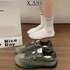 Cuero Genuino Bloque de Color Estilo Ballet Retro Zapatos de Entrenamiento Alemanes para Mujer 2026 Otoño/Invierno Nuevos Suela Suave Zapatos Deportivos Casuales Zapatos Forrest Gump