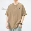 Camiseta de Manga Corta con Cuello Redondo de Marca de Moda de Estilo Americano para Hombre Verano Algodón Holgada Talla Grande Camiseta Casual Combinable Top de Media Manga
