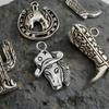Accesorios de joyería hechos a mano para bricolaje, venta al por mayor, accesorios de aleación, lindo animal, caballo de plata antiguo, accesorios, pulsera, collar, colgante
