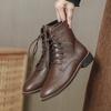 Botas Martin para mujer 2022 otoño e invierno nuevas vintage tacón grueso punta redonda cierre bota corta plana delgada suministro directo transfronterizo