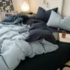 Conjunto de Quatro Peças Liso Genuíno Grau A para Mãe e Bebê Ins Roupa de Dormir Algodão Lavado com Água Pura Lençol de Cama Capa de Edredom Fronha Conjunto de Três Peças para Dormitório