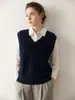 Nuevo Chaleco de Punto de Cachemira de Color Sólido para Mujer Otoño/Invierno 2026 Holgado Adelgazante Cuello en V Sin Mangas Chaleco Grueso