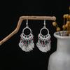 Pendientes con borlas de plata estilo étnico Miao, pendientes con borlas de turquesa bohemios, pendientes con atracciones turísticas de minorías étnicas