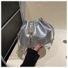 Bolso de Cubo con Cordón para Mujer 2024 Nuevo Bolso de Cadena con Cordón Estilo Extranjero de Moda PU Suave Bolso Casual Nube